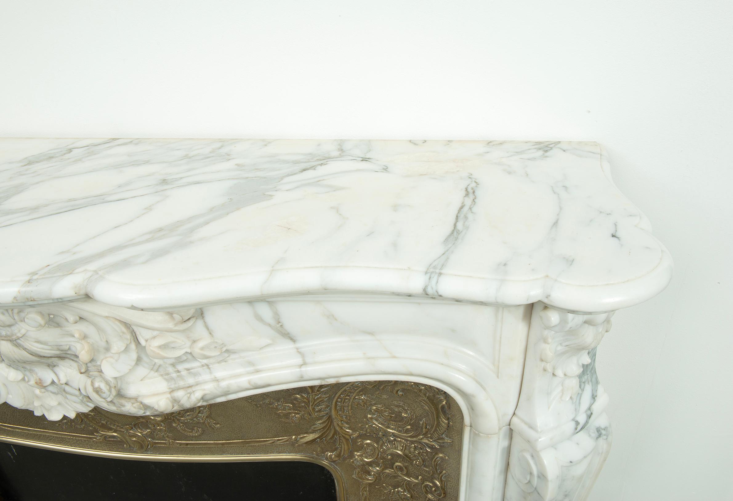 Marble Antique Louis XV Fireplace Mantel For Sale