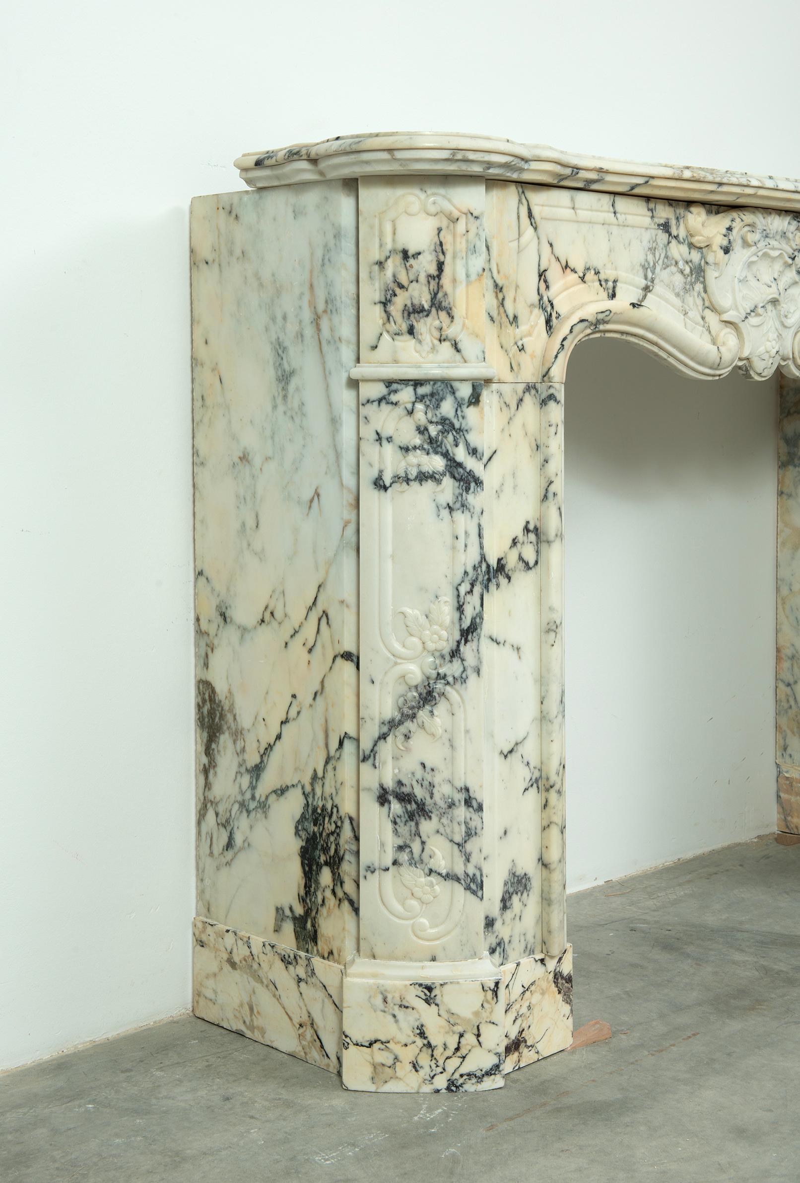 Marble Antique Louis XV Fireplace Mantel For Sale