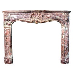 Antique Louis XV Fireplace Mantel in Rosso Levanto Marble
