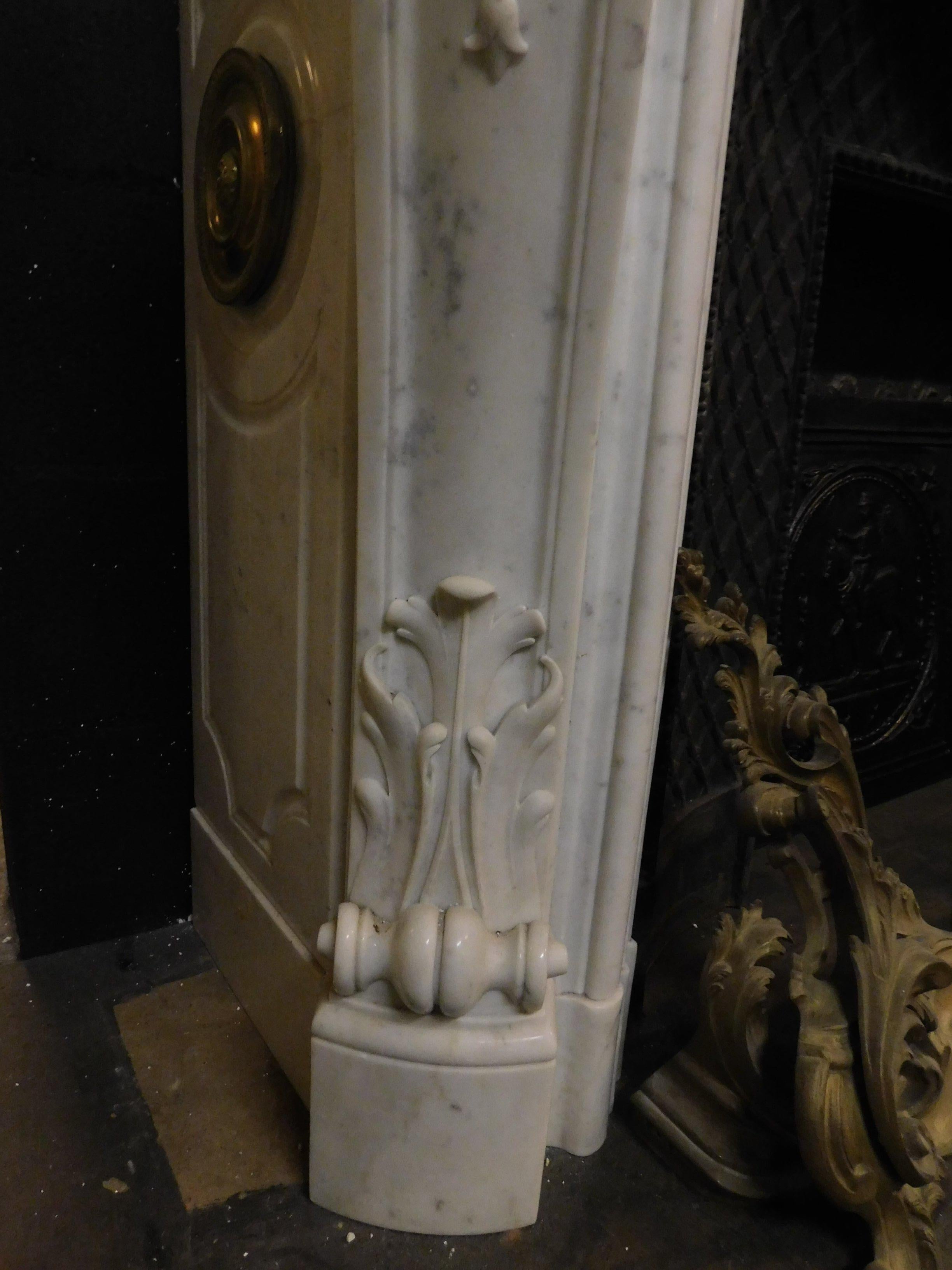 Antique Louis XV Fireplace, Richly Carved White Marble, 1700 Paris 'France' 5