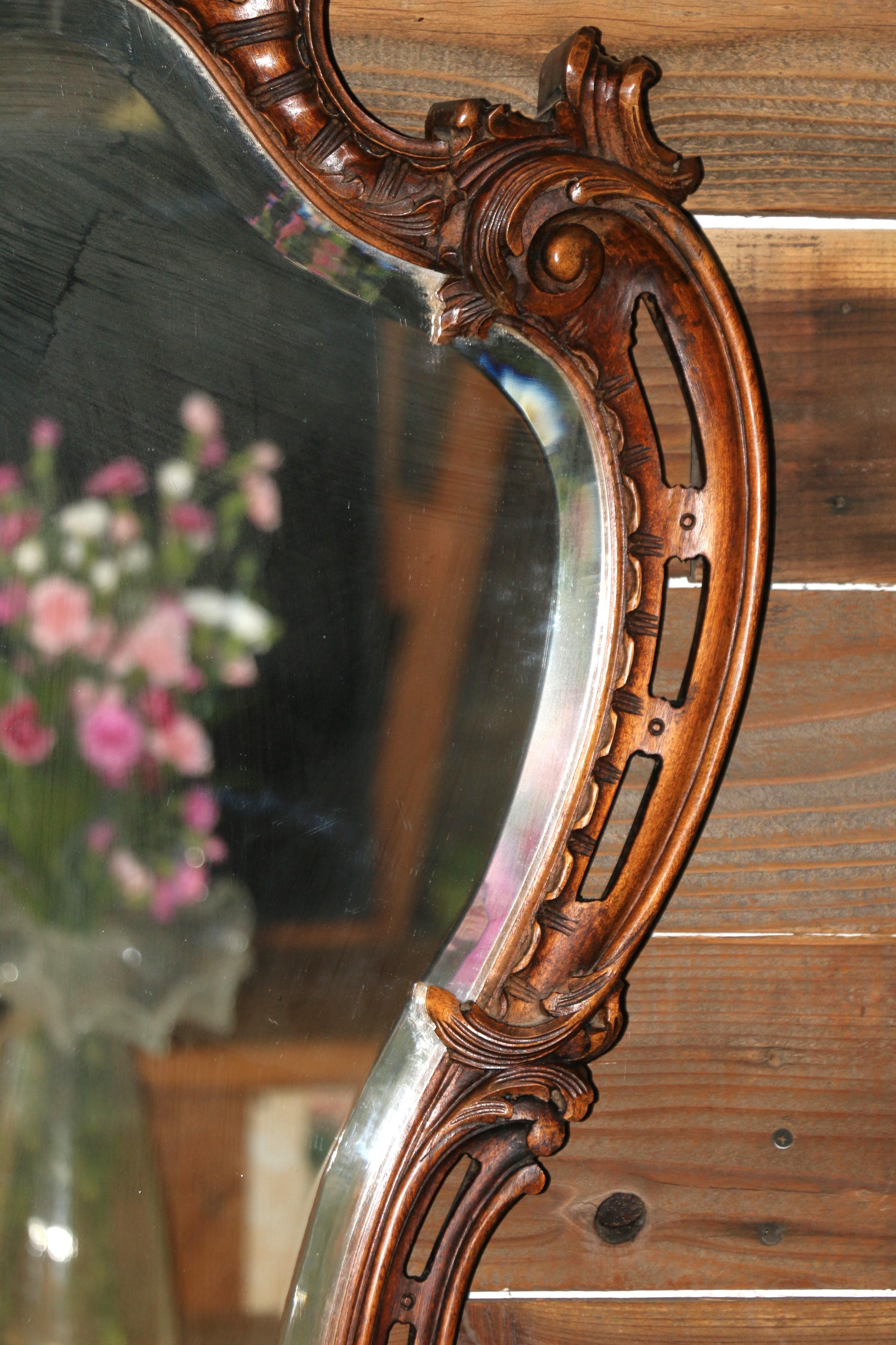Marble Antique Louis XV French Console Table With Mirror Set For Sale