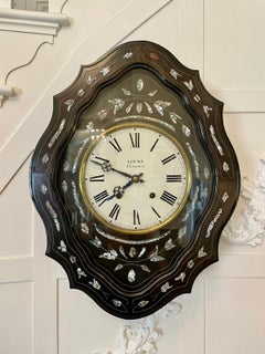 Antique Louis XV French Inlaid Ebonised Eight Day Wall Clock Signed Lours of Pui