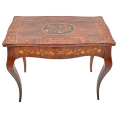 Antique Louis XV French Inlaid Marquetry Bombe Writing Table Desk Bureau, 1880