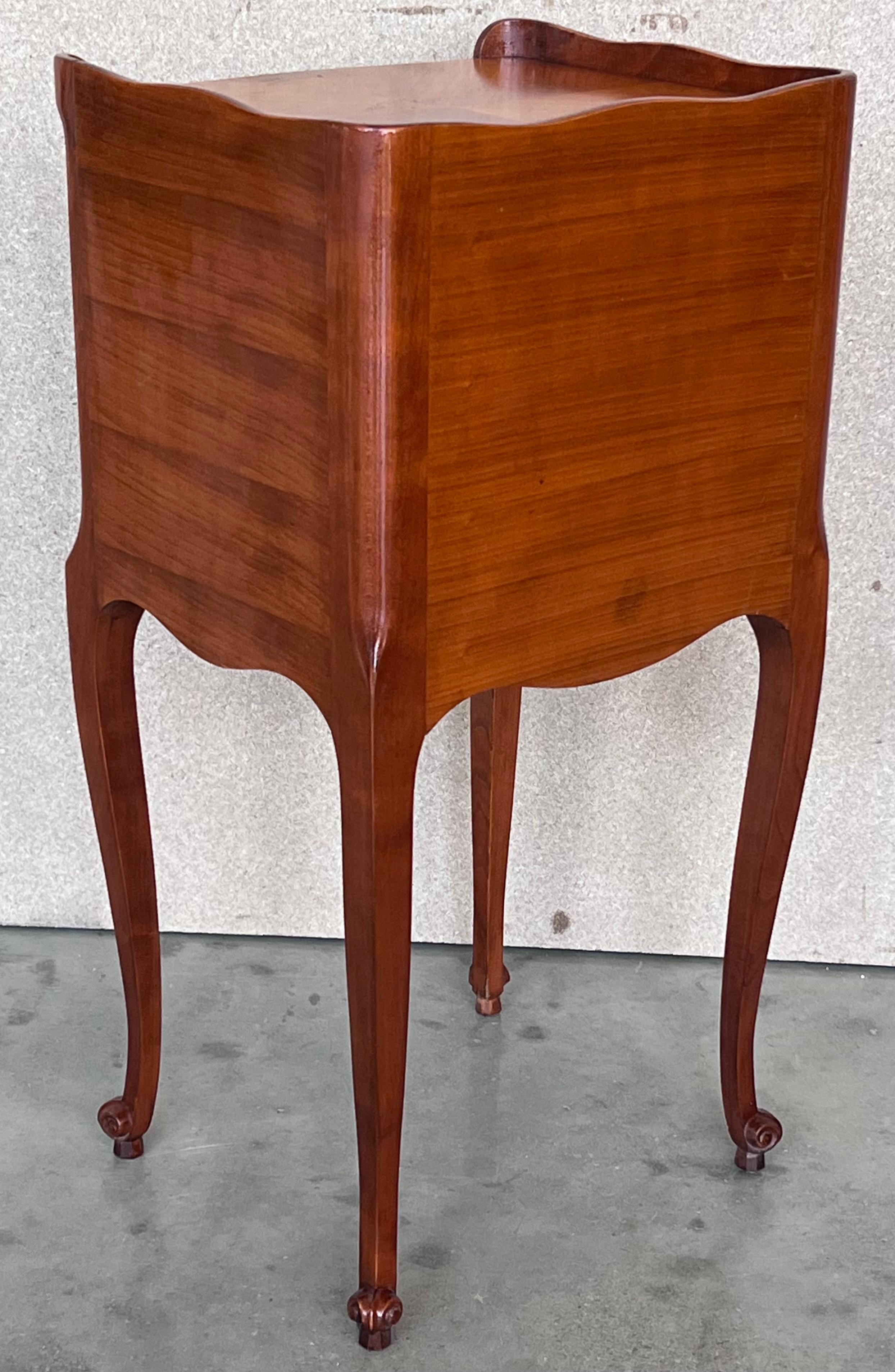 Antique Louis XV French Marquetry Marble Top Nightstands, Set of 2 For Sale 2