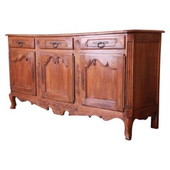 Antique Louis XV French Provincial Carved Walnut Sideboard or Bar Cabinet