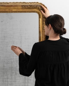 Antique Louis XV Giltwood Mirror, Rectangular Frame, France, 1880s