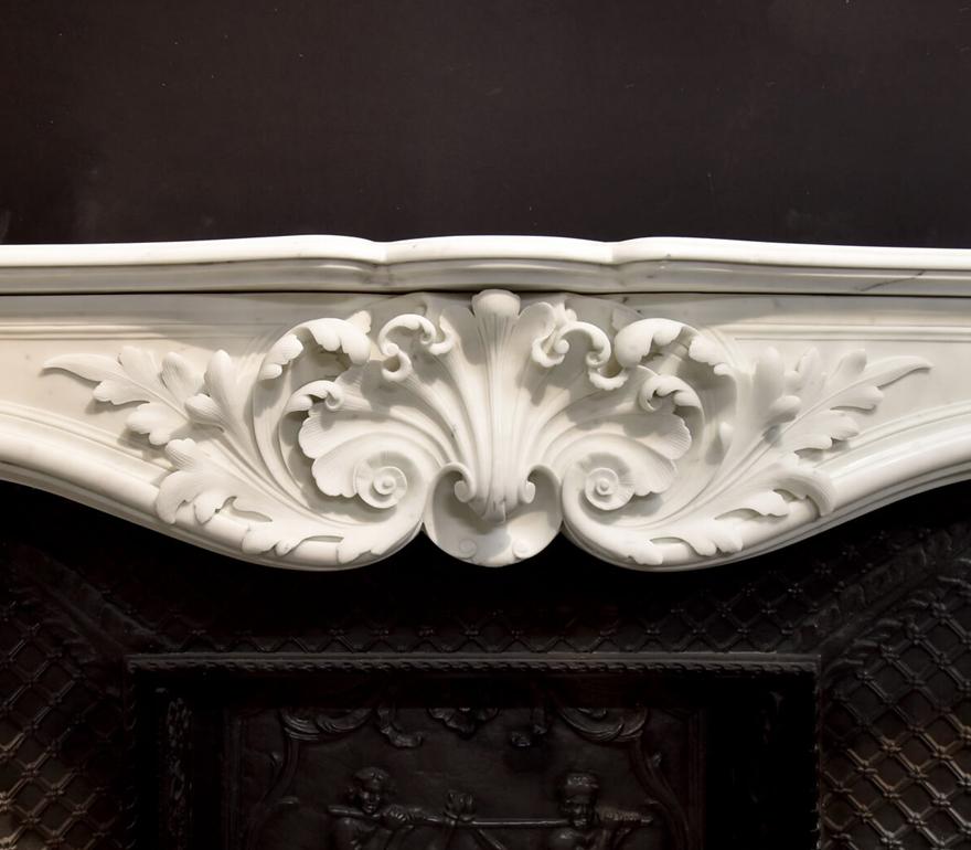French Antique Louis XV marble fireplace mantle 19th Century For Sale