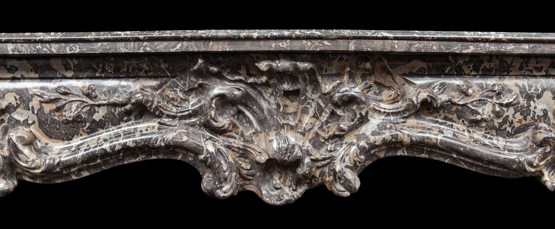Carved Antique Louis XV Marble Mantel