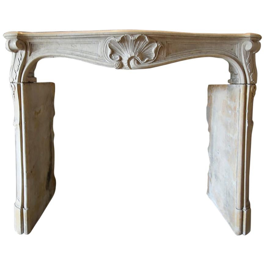 Antique Louis XV Marble Stone Fireplace Mantel, 19th Century For Sale