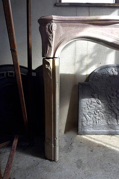 Antique Louis XV Marble Stone Fireplace Mantel, 19th Century