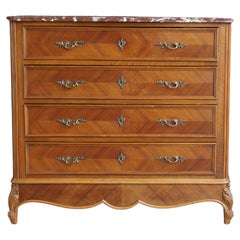 Antike Louis XV Kommode mit Marmorplatte