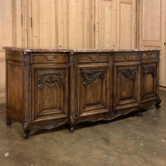 Country French Buffet Carved Solid Oak with Marble Top