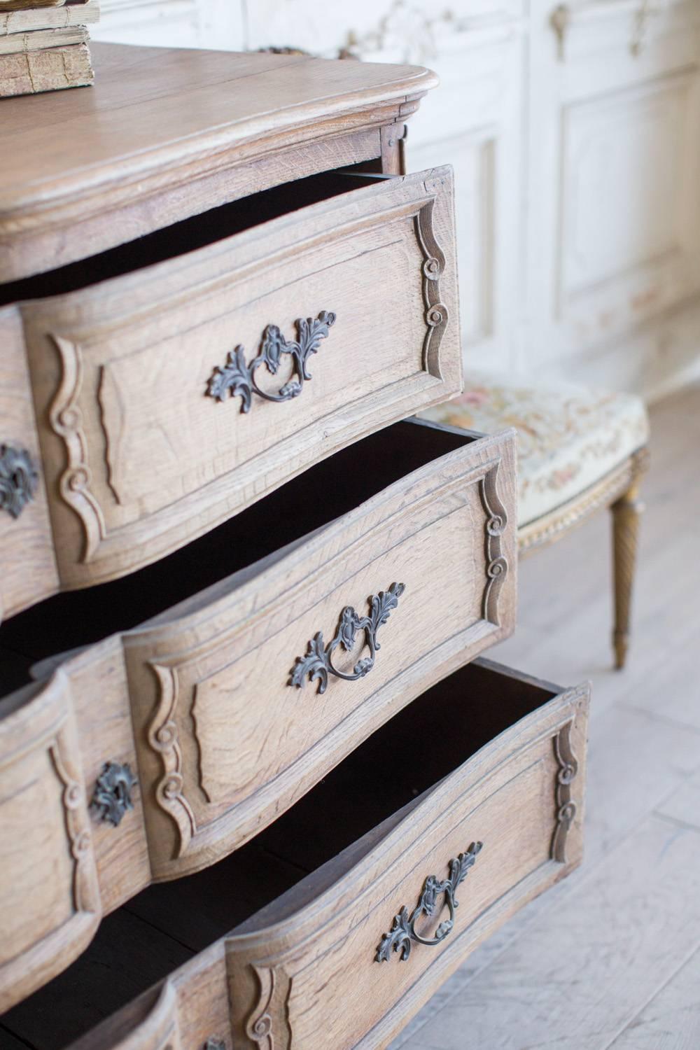 French Antique Louis XV Oak Commode, 1780 For Sale