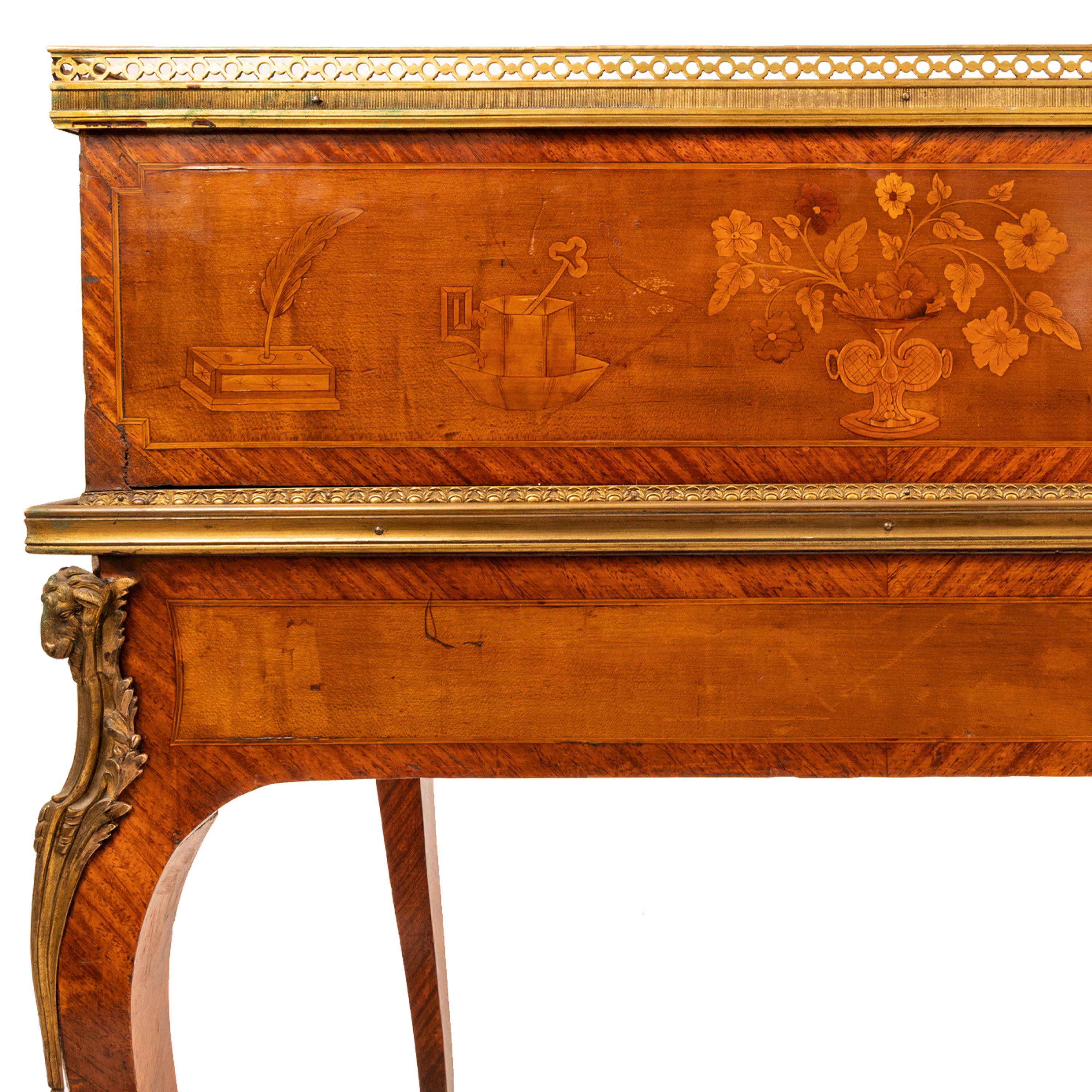 Antique Louis XV Ormolu Marquetry Bonheur Du Jour Desk Roger Vandercruse 1780  For Sale 4