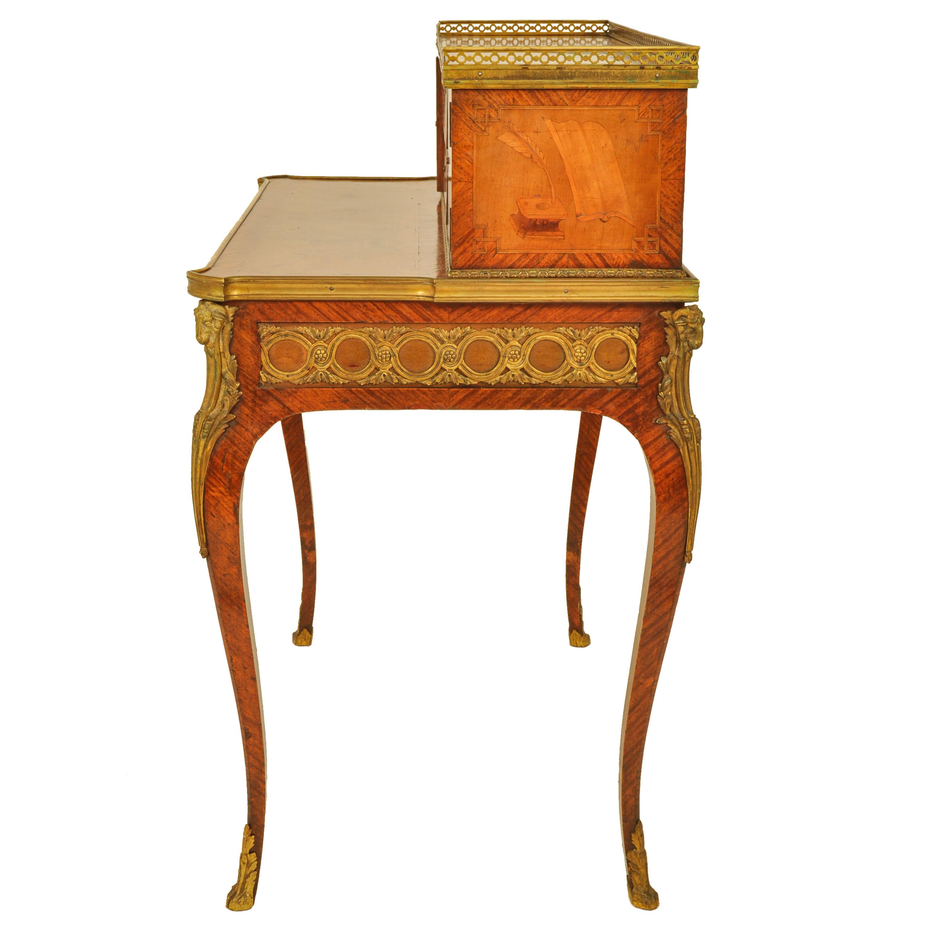 Late 18th Century Antique Louis XV Ormolu Marquetry Bonheur Du Jour Desk Roger Vandercruse 1780  For Sale