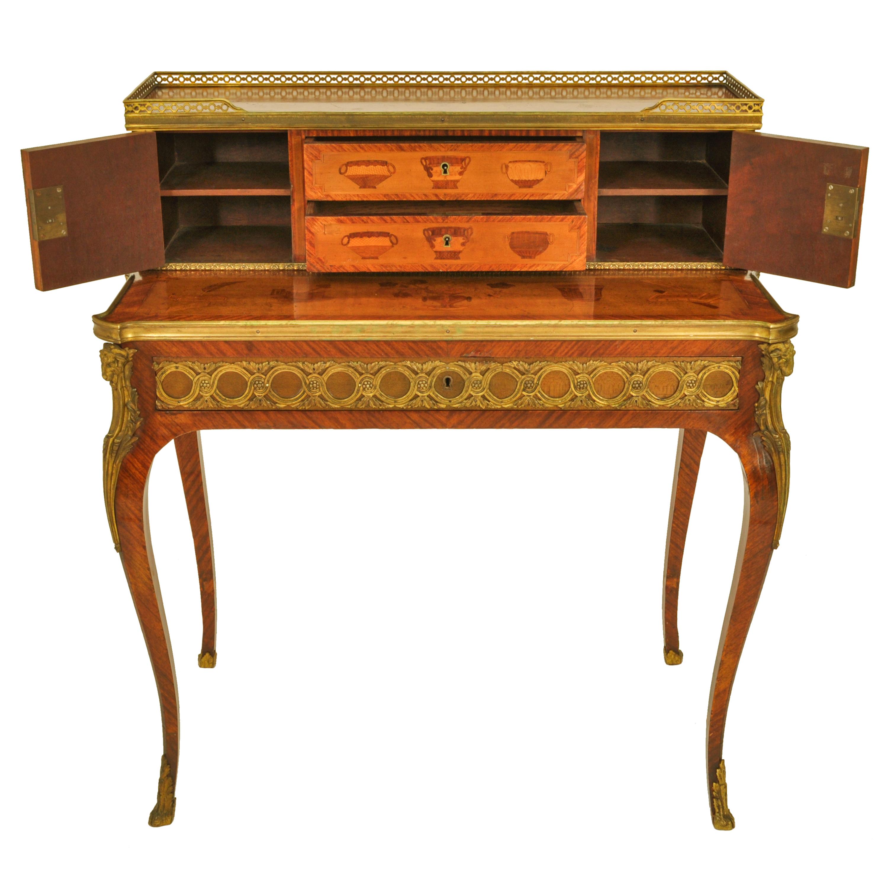 Antique Louis XV Ormolu Marquetry Bonheur Du Jour Desk Roger Vandercruse 1780  For Sale 2