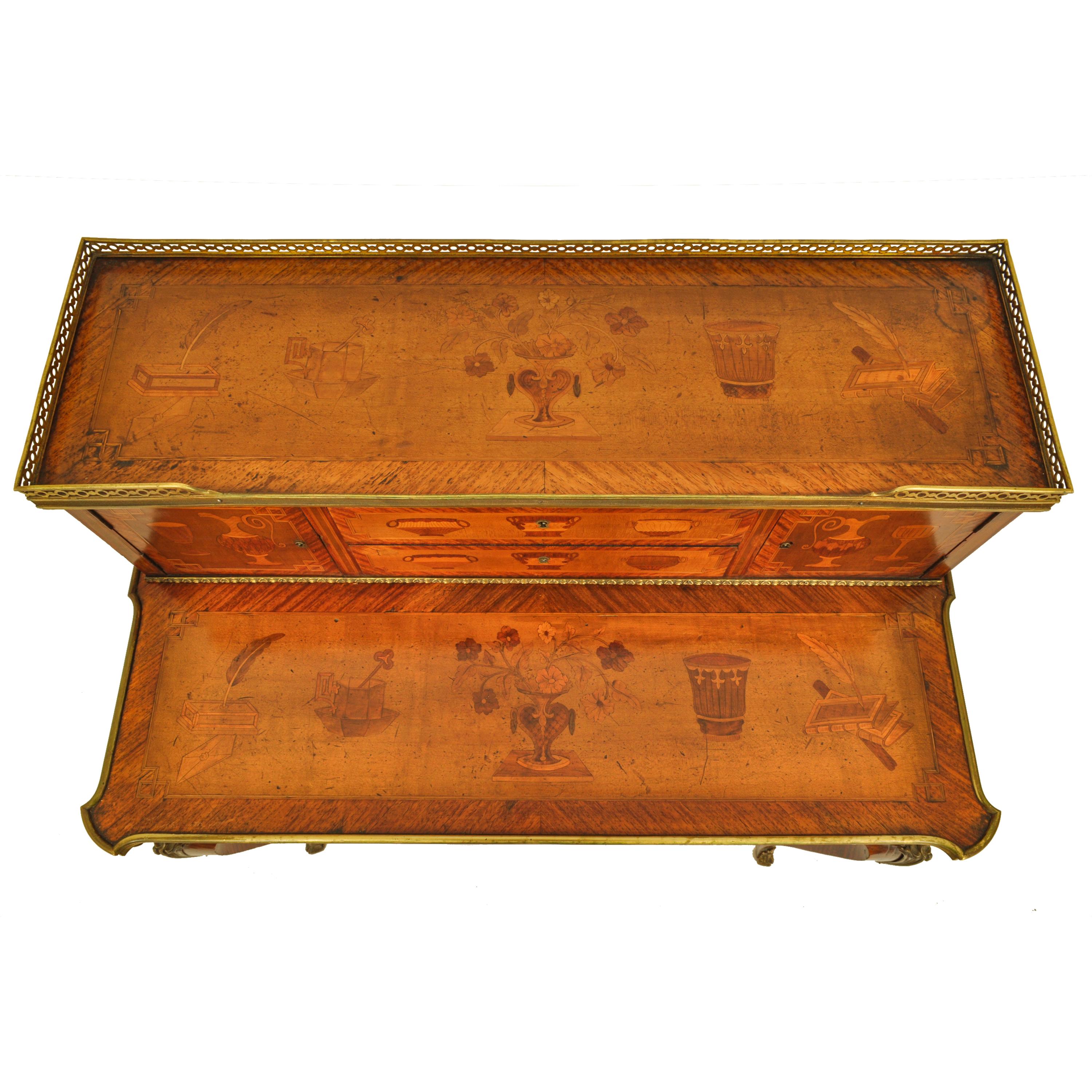 Antique Louis XV Ormolu Marquetry Bonheur Du Jour Desk Roger Vandercruse 1780  For Sale 3