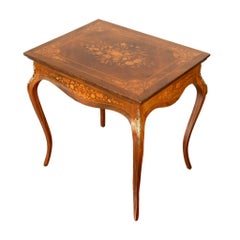 Antique Louis XV Ormolu Mounted Inlaid Marquetry Rosewood Center Side Table 1890