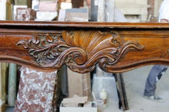 Antique Louis XV Period Pear Tree Wooden Fireplace Mantel