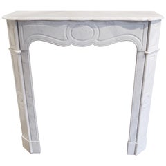 Antique Louis XV Pompadour Carrara Marble Mantel Piece with a Serpentine Shelf