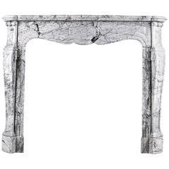 Antique Louis XV Pompadour Fireplace Mantel, circa 1870
