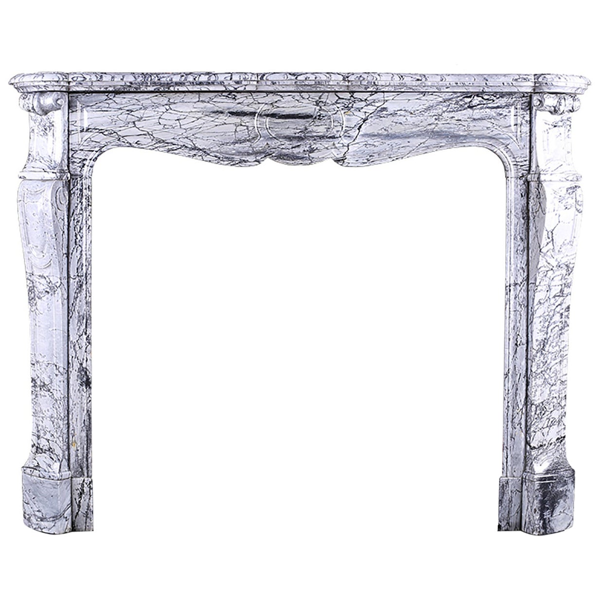 Antigua repisa de chimenea Luis XV Pompadour, circa 1870 en venta