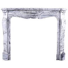 Antique Louis XV Pompadour Fireplace Mantel, Circa 1870