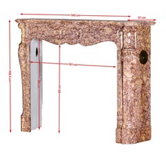 Antique Louis XV Pompadour Fireplace Mantel in Luxury Brocatelle Violet Marble