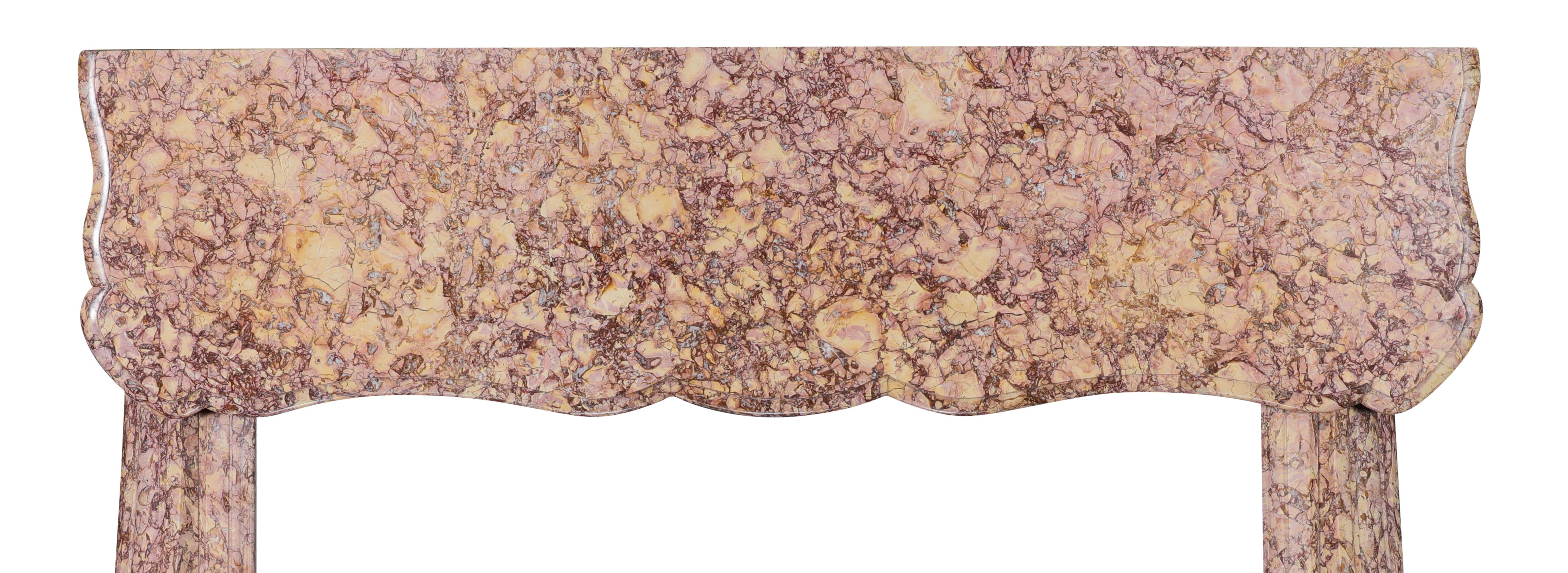 Antico camino Luigi XV Pompadour in marmo Brocatelle Violet di lusso in vendita 13