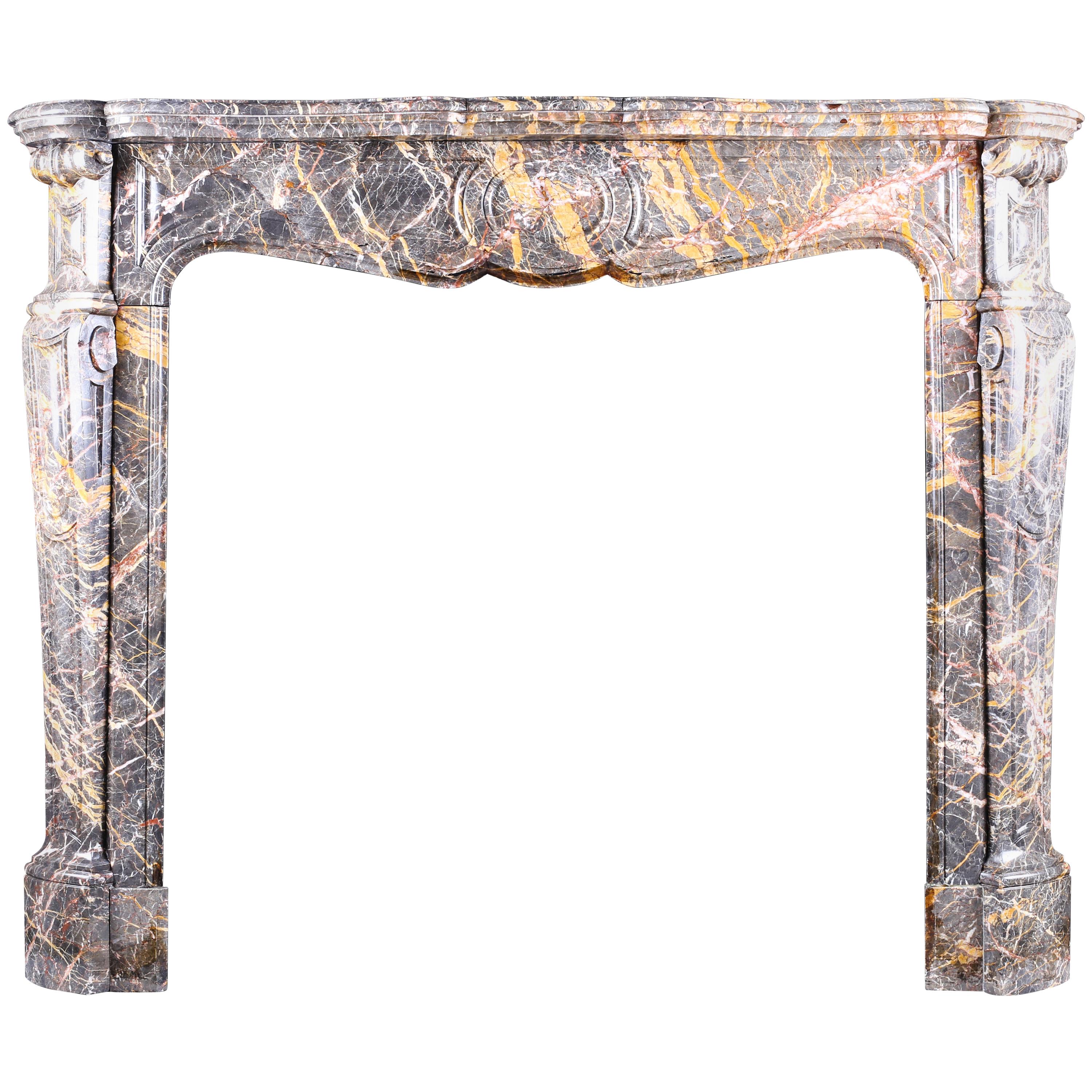 Antique Louis XV Pompadour Fireplace Surround, circa 1870 For Sale