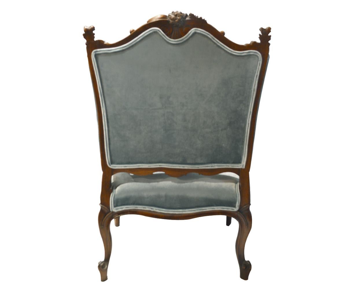 Antique Louis XV Revival 19th Century Hand-Carved Walnut Settee Five Piece Set 5