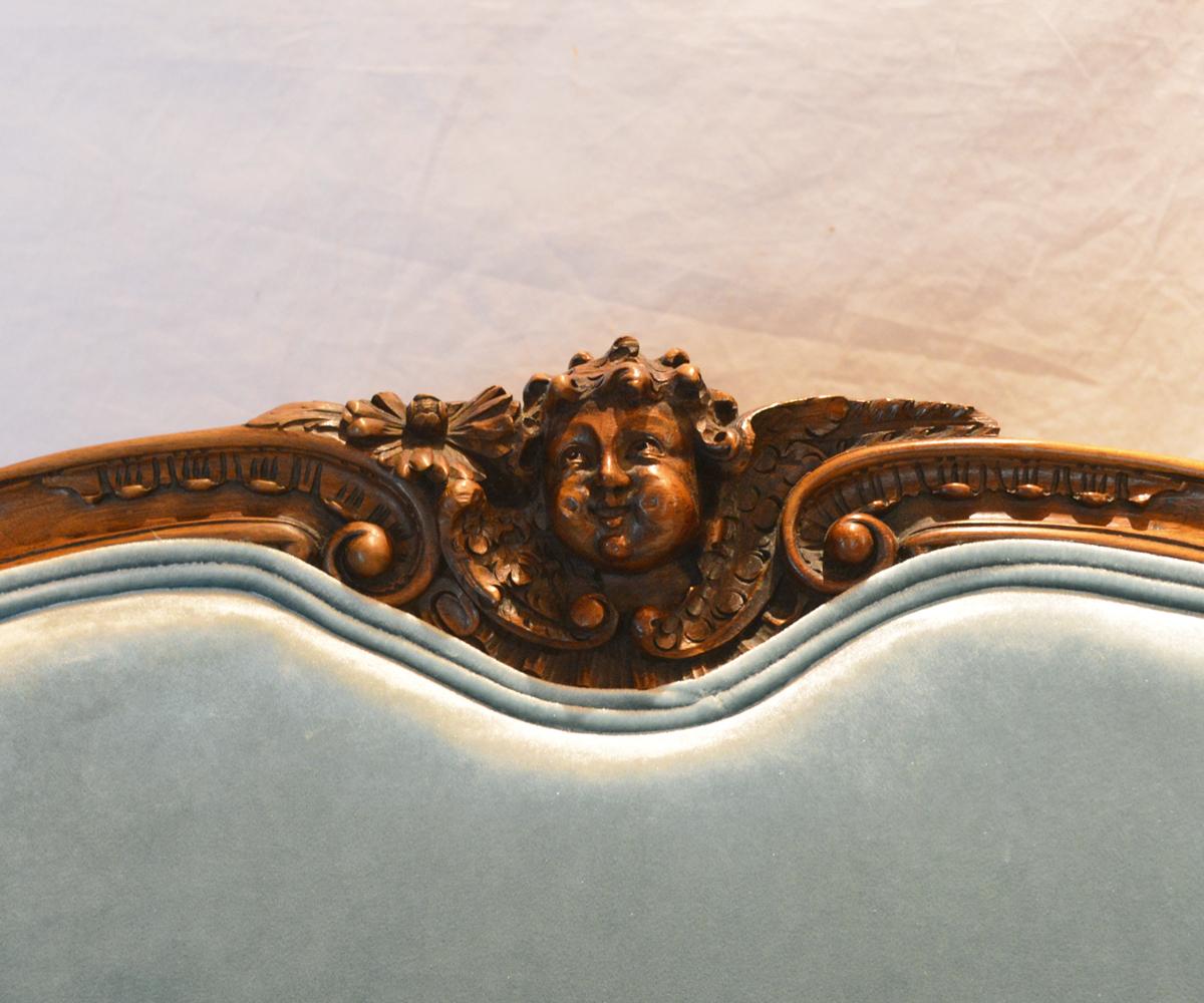 Antique Louis XV Revival 19th Century Hand-Carved Walnut Settee Five Piece Set 6