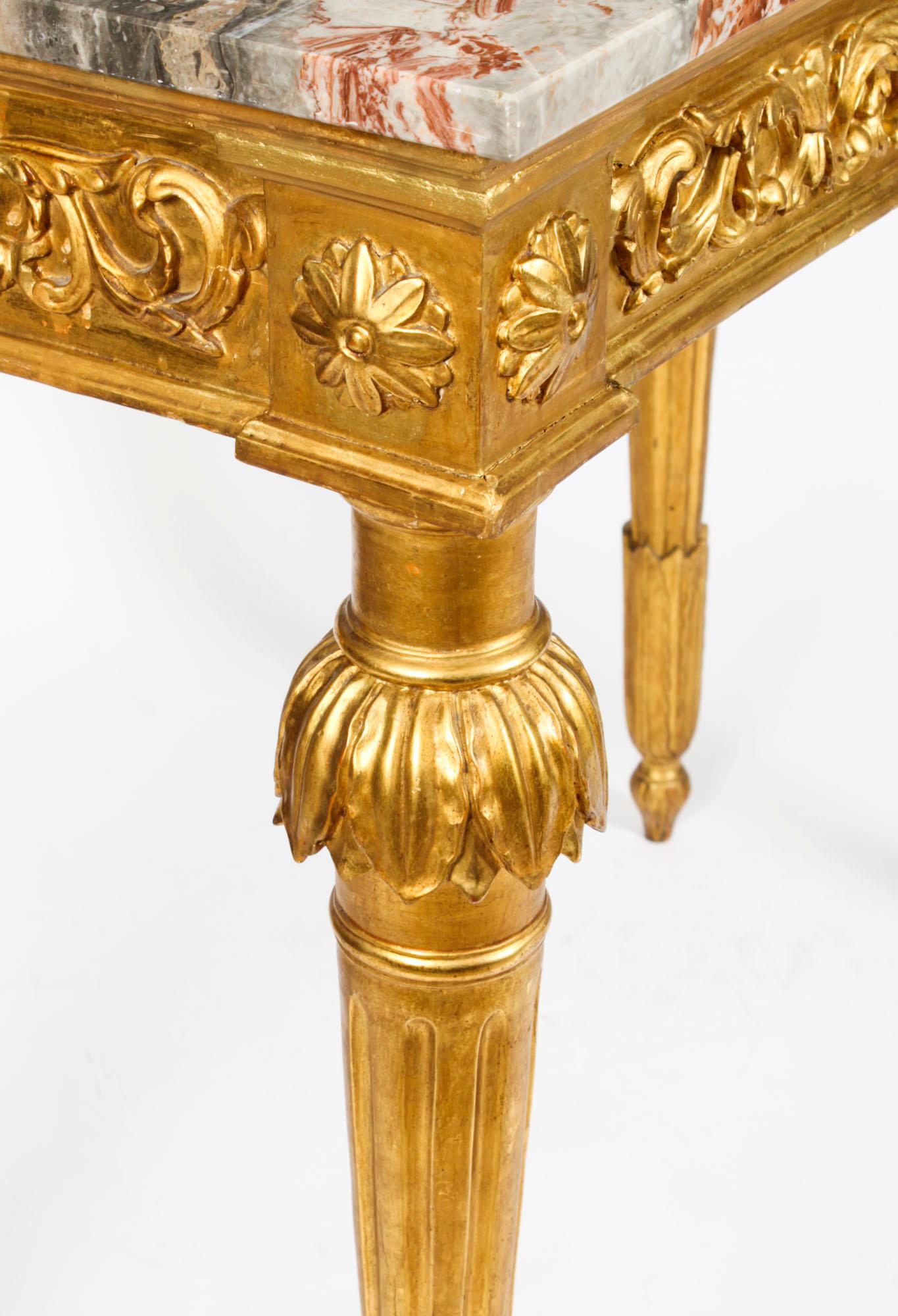 Antique Louis XV Revival Carved Giltwood Console Pier Table, 19th Century For Sale 8