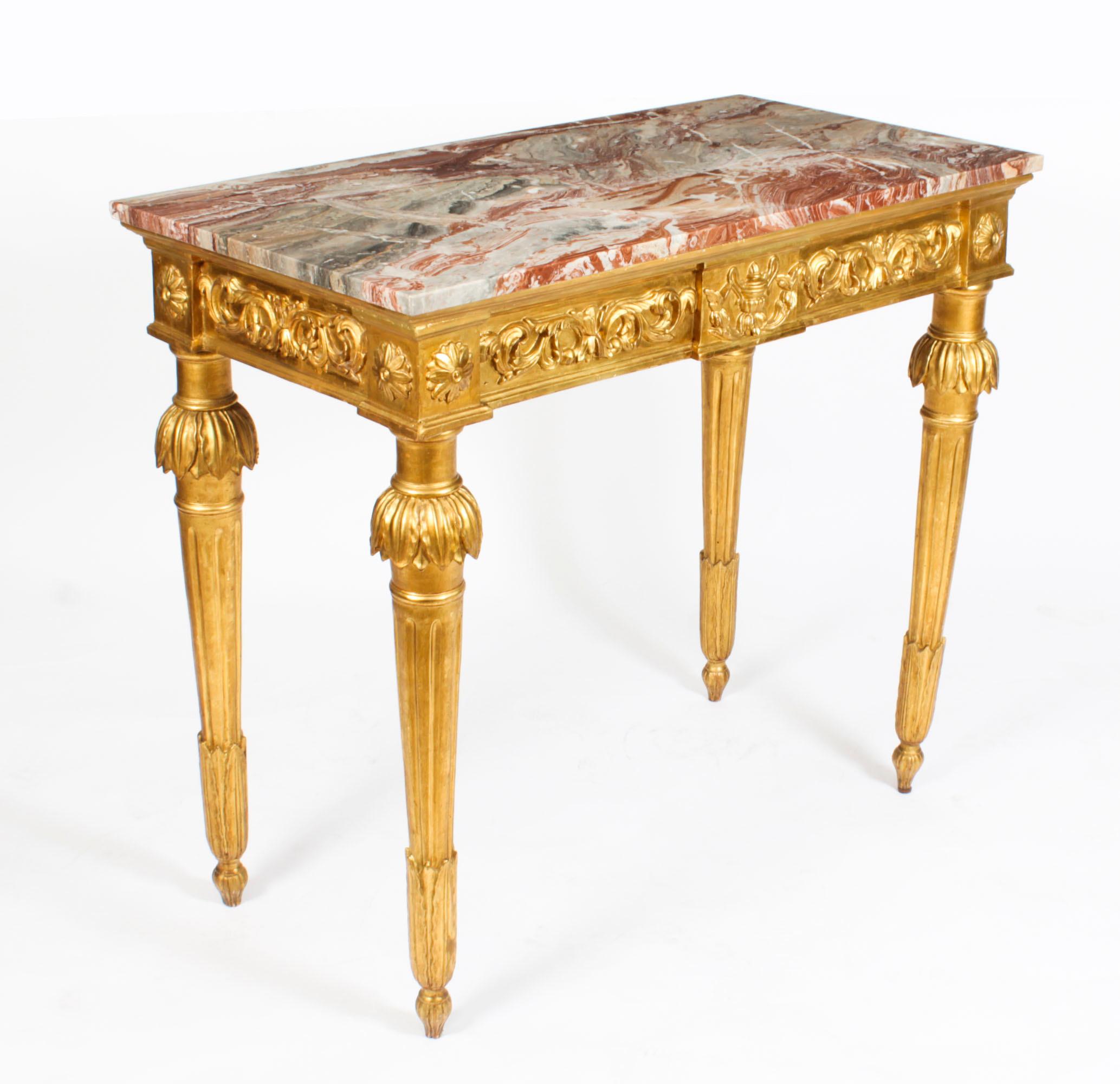 Antique Louis XV Revival Carved Giltwood Console Pier Table, 19th Century For Sale 12