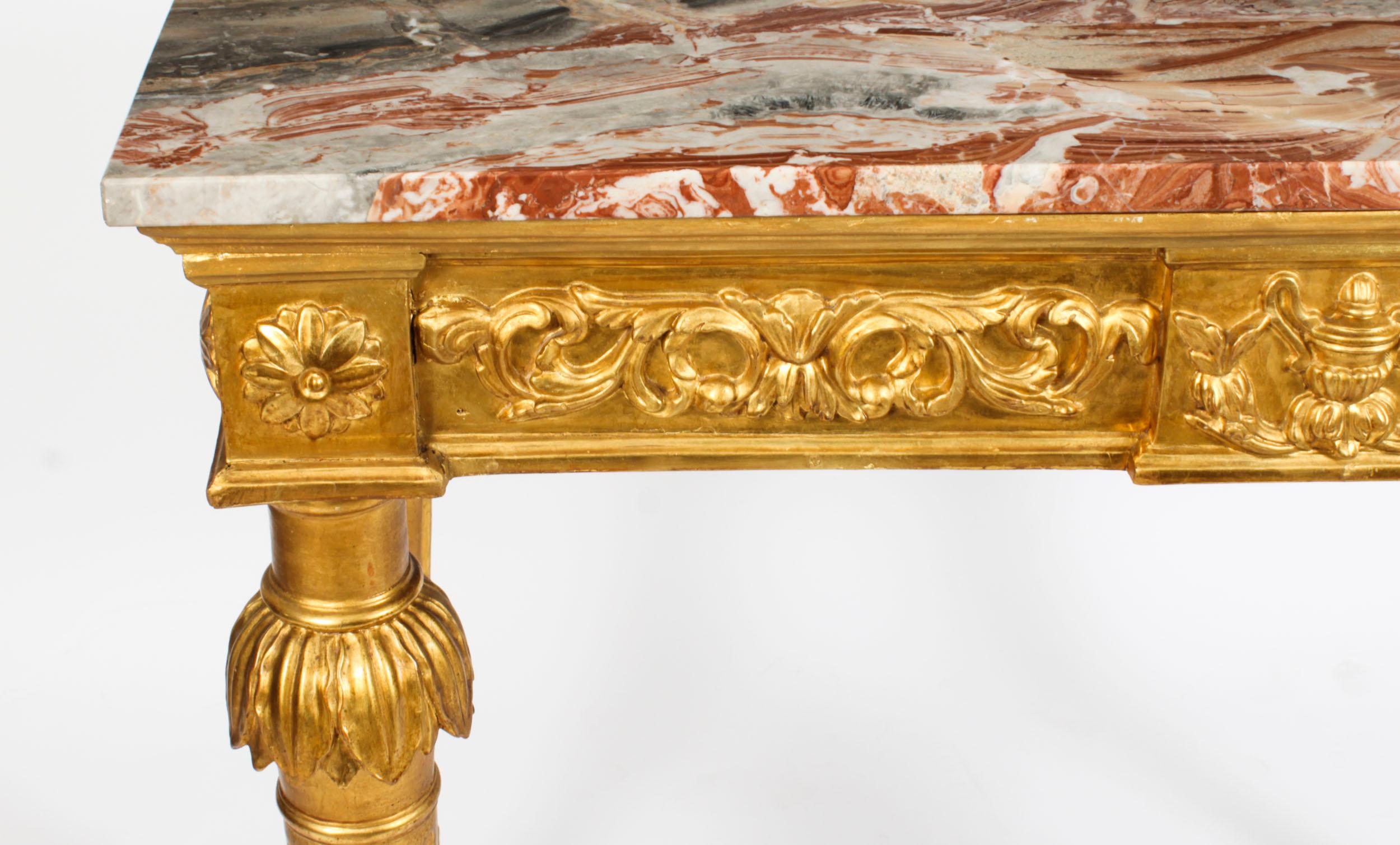 Antique Louis XV Revival Carved Giltwood Console Pier Table, 19th Century For Sale 3