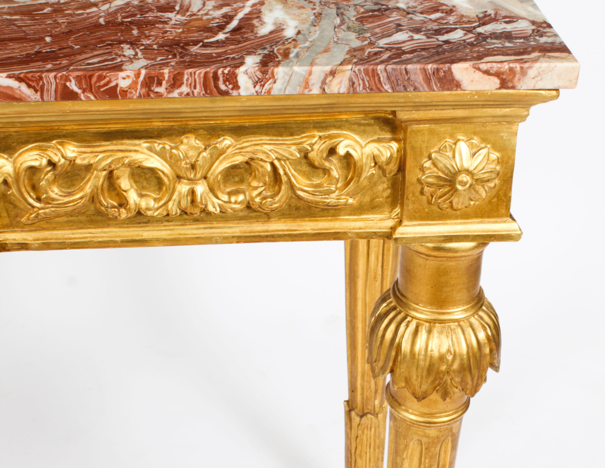 Antique Louis XV Revival Carved Giltwood Console Pier Table, 19th Century For Sale 4