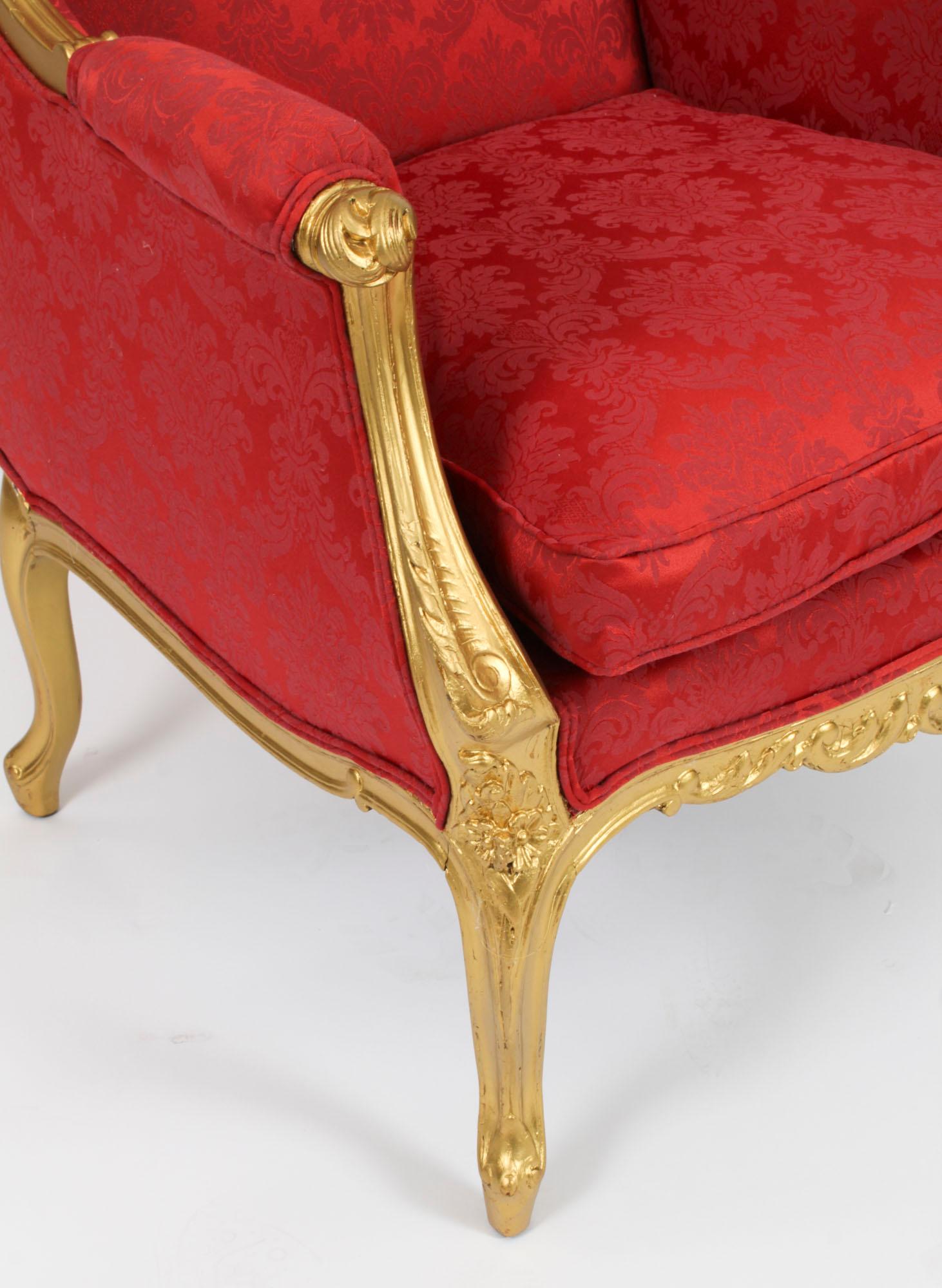 Antique Louis XV Revival Giltwood Shaped Bergere Armchair, 19th Century For Sale 5