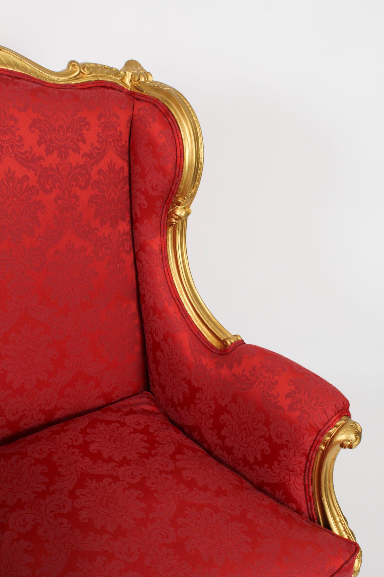 Antique Louis XV Revival Giltwood Shaped Bergere Armchair 19th Century For Sale 6