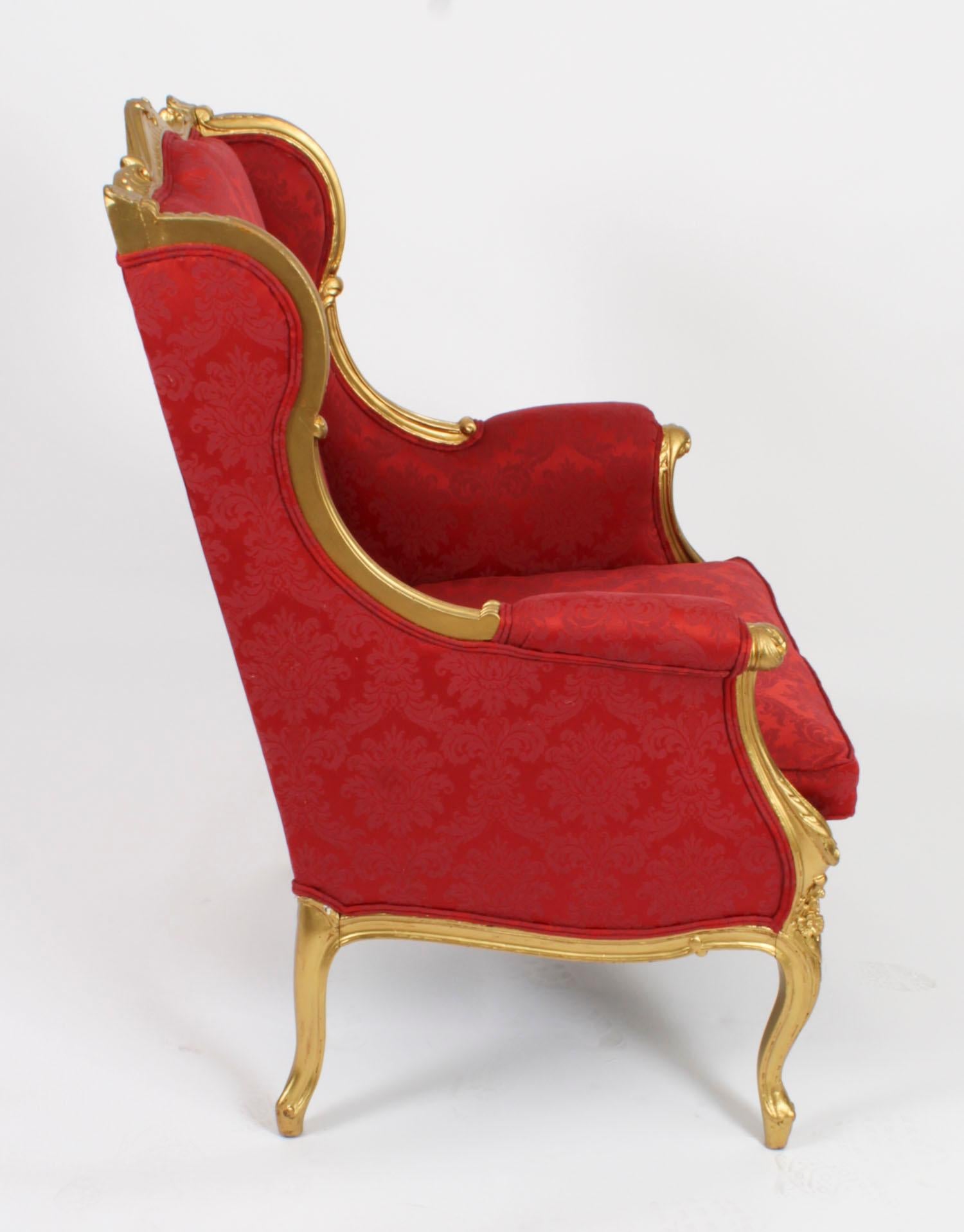 Antique Louis XV Revival Giltwood Shaped Bergere Armchair, 19th Century For Sale 8