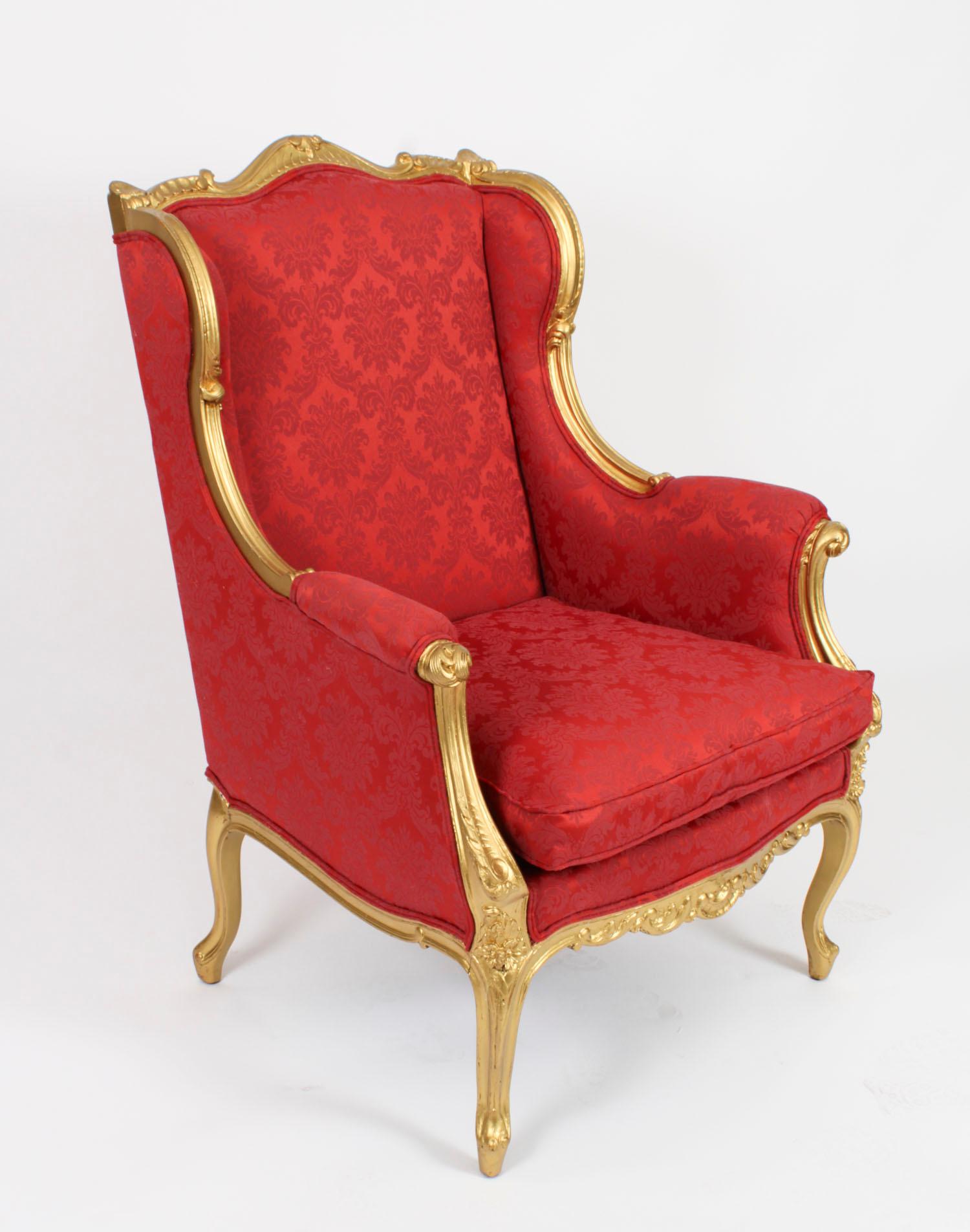 Antique Louis XV Revival Giltwood Shaped Bergere Armchair, 19th Century For Sale 13