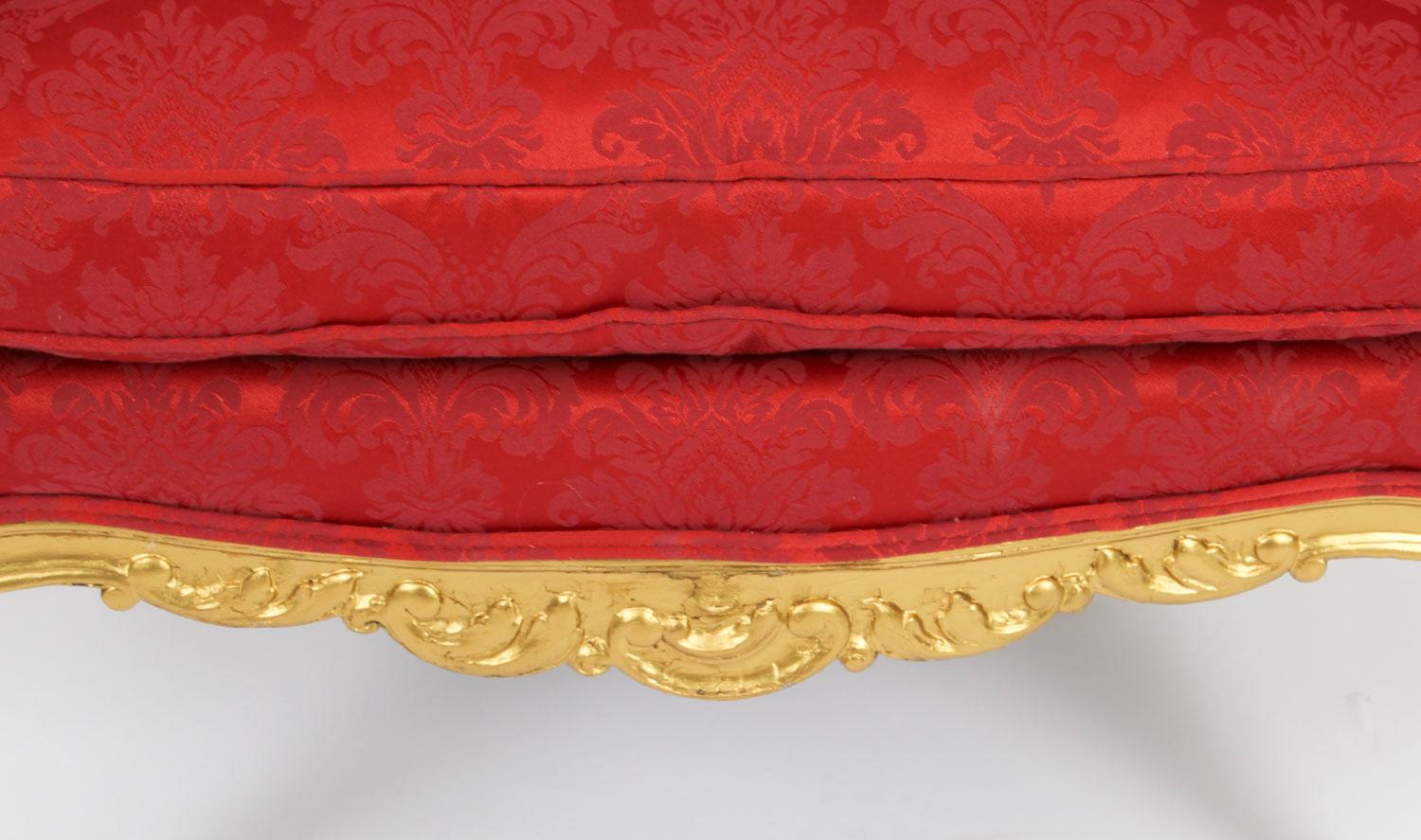 Antique Louis XV Revival Giltwood Shaped Bergere Armchair, 19th Century For Sale 1