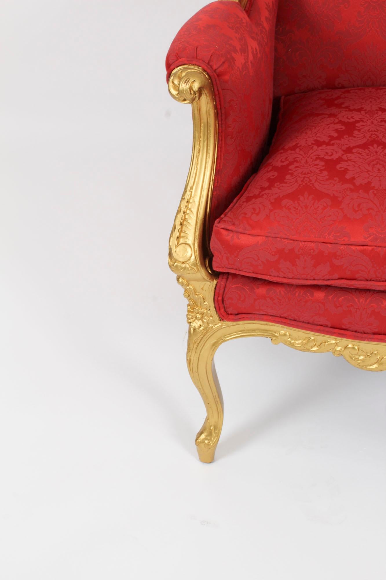 Antique Louis XV Revival Giltwood Shaped Bergere Armchair, 19th Century For Sale 2