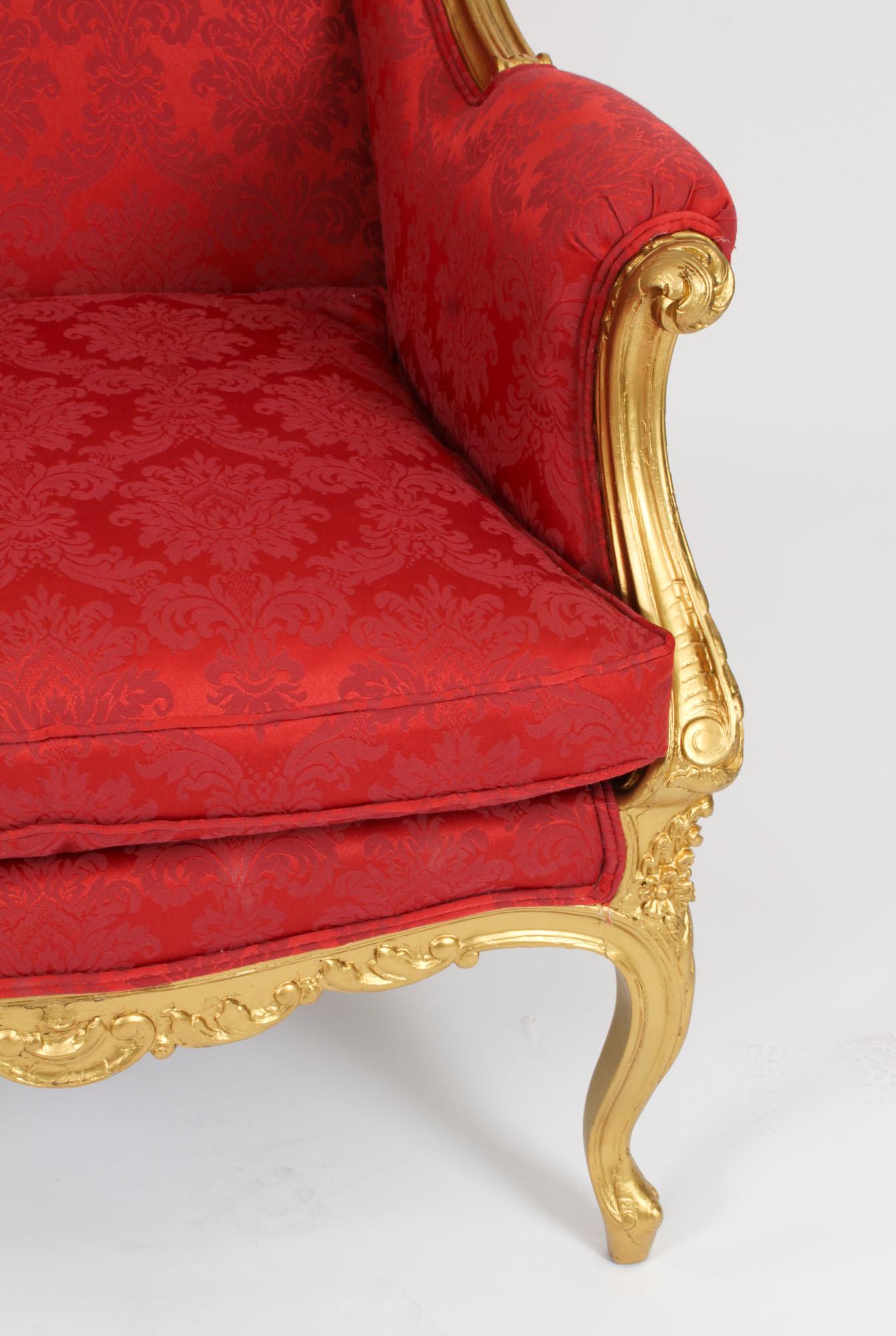 Antique Louis XV Revival Giltwood Shaped Bergere Armchair, 19th Century For Sale 3
