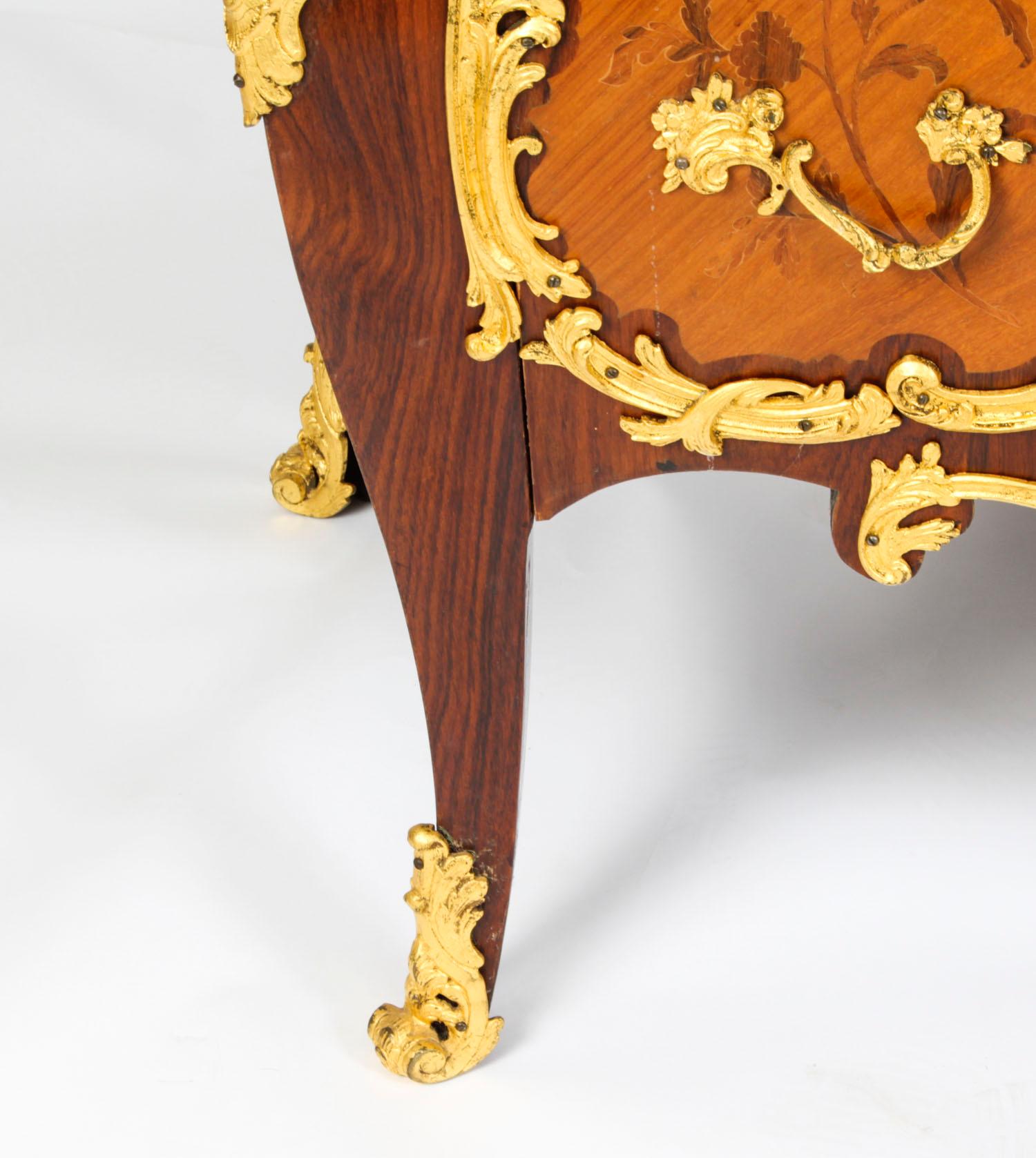 Antique Louis XV Revival Ormolu Mounted Marquetry Commode, 1920s 8