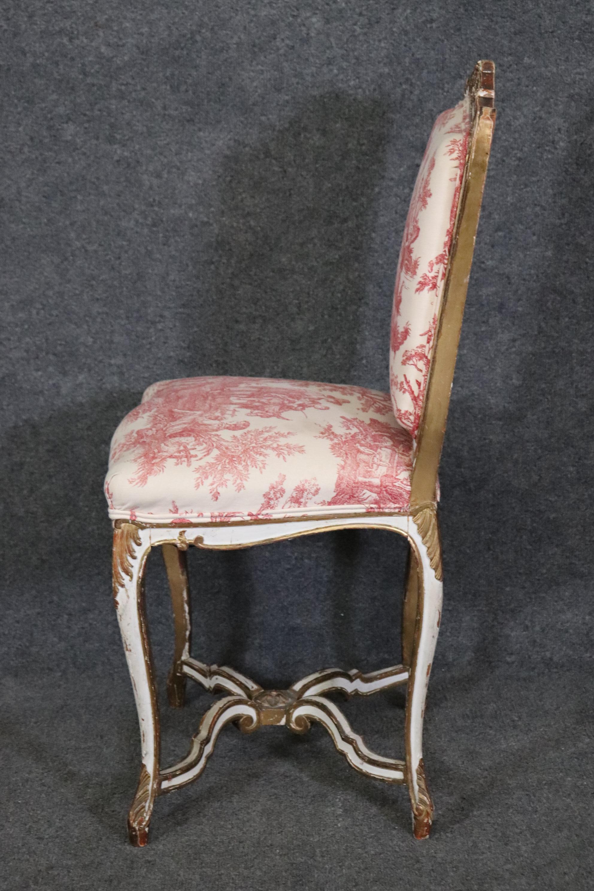 Antique Louis XV Rococo Style French Paint Decorated & Gilt Desk Chair In Good Condition For Sale In Swedesboro, NJ