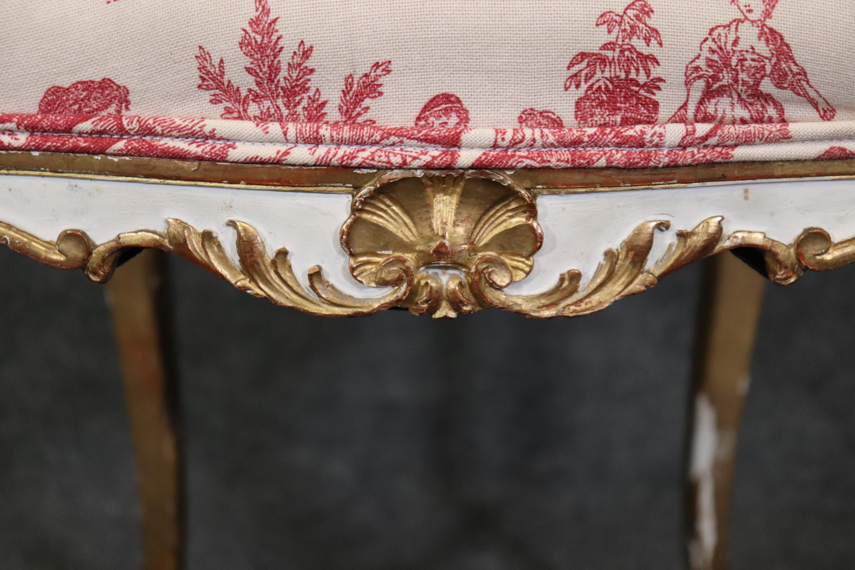 Antique Louis XV Rococo Style French Paint Decorated & Gilt Desk Chair For Sale 3