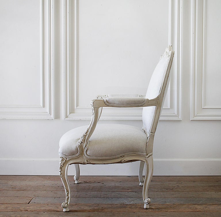 Antique Louis XV Style French Painted and Upholstered Open ...