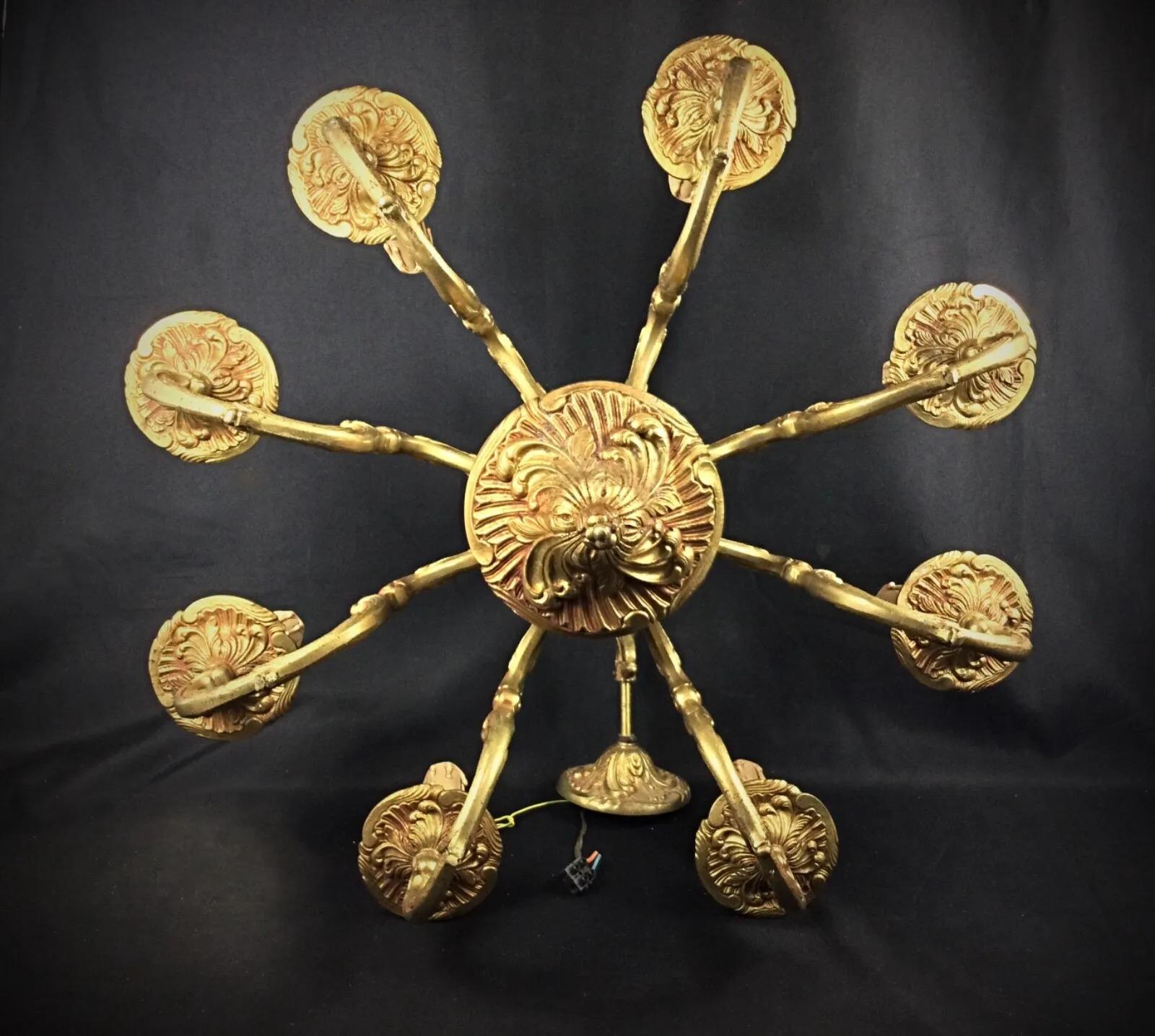 Unknown Antique Louis XV Style 8-Branch Chandelier – Solid Bronze - 2Y265