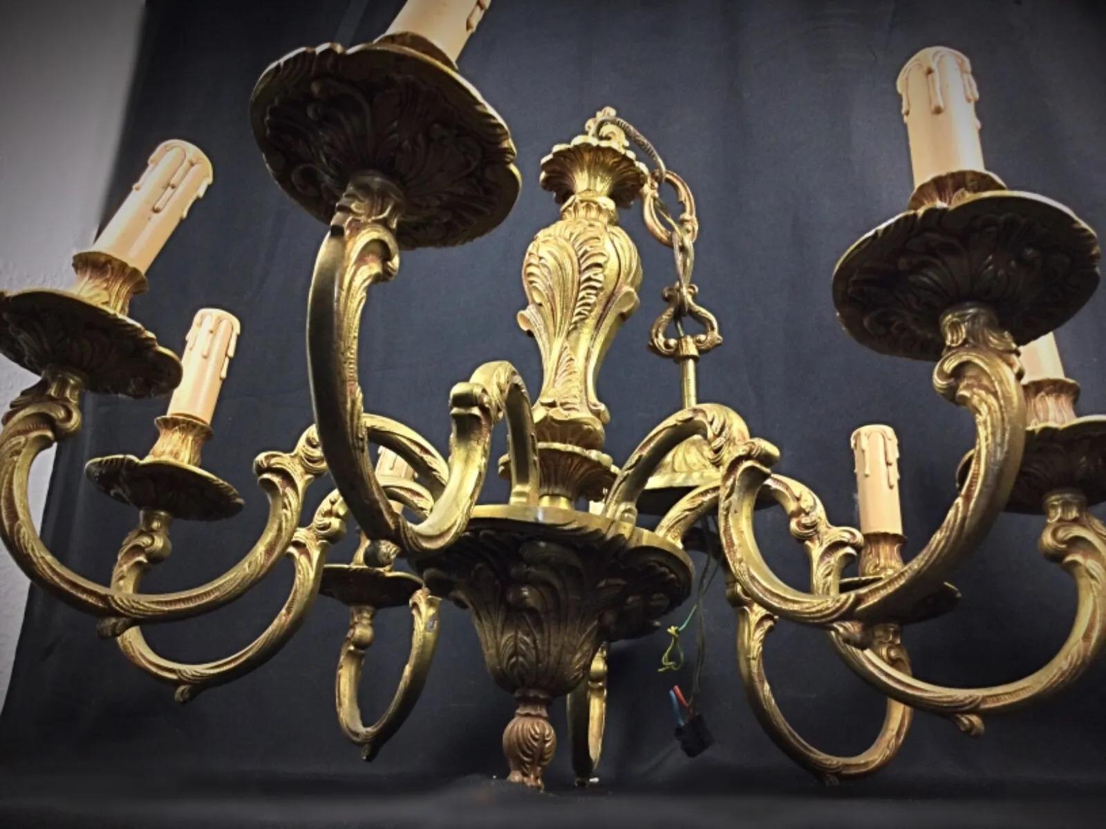 Antique Louis XV Style 8-Branch Chandelier – Solid Bronze - 2Y265 3