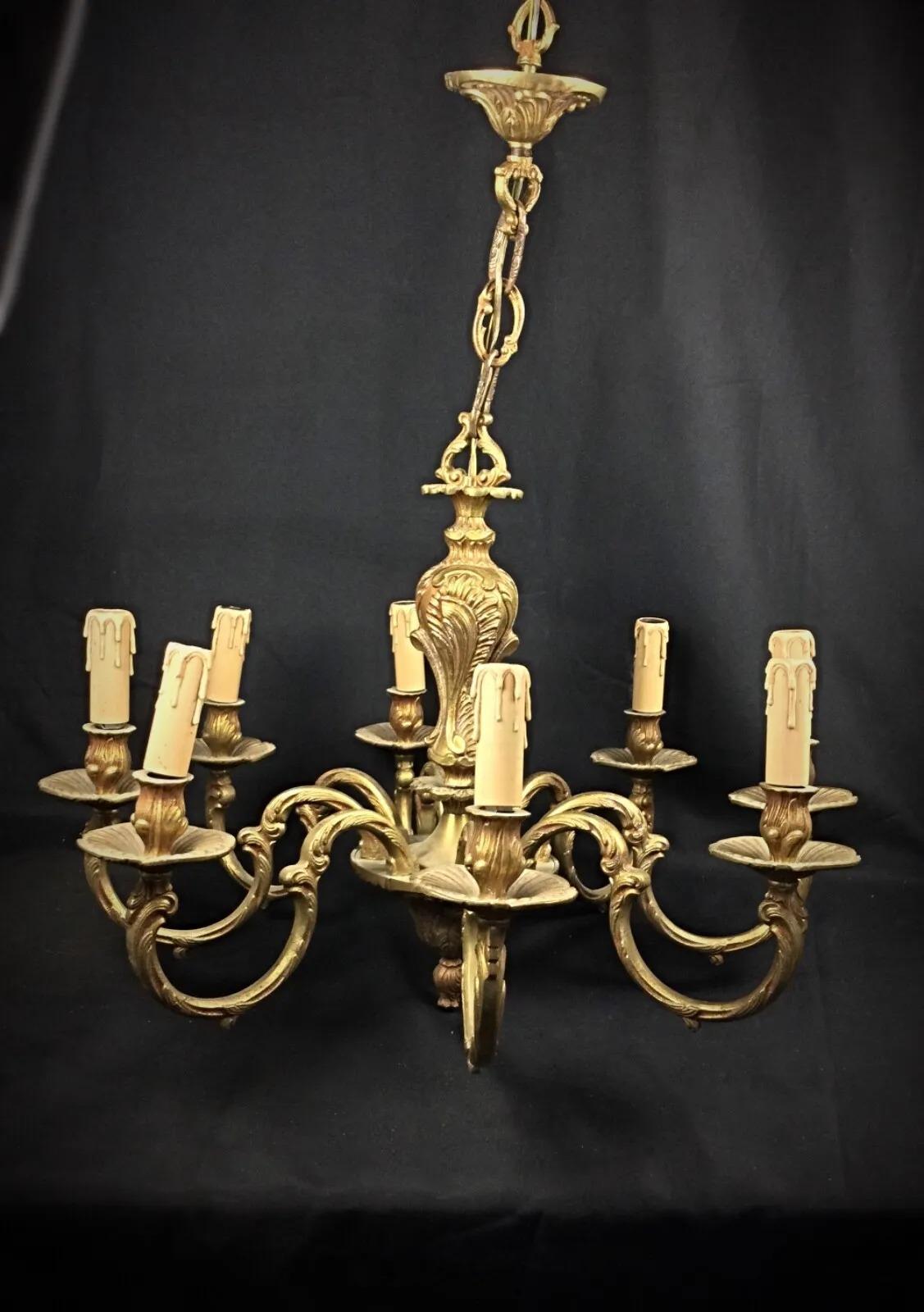 Antique Louis XV Style 8-Branch Chandelier – Solid Bronze - 2Y265 4